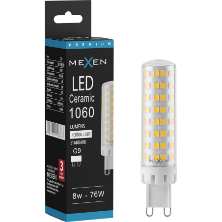 Mexen Aura LED žárovka G9, 8W, Neutrální - 4000K, 1060 lm - L121-G9-0840-01