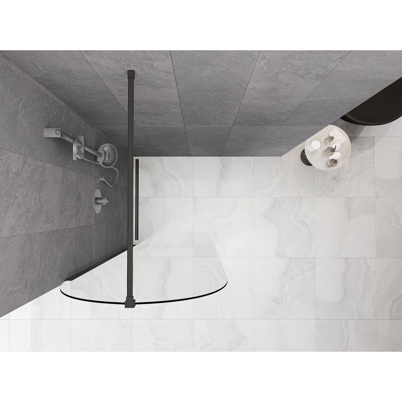 Mexen Kioto-Q sprchová stěna Walk-in 90 x 200 cm, transparentní 8 mm, kartáčovaná zbraň šedá - 800-090-101-66-00-Q