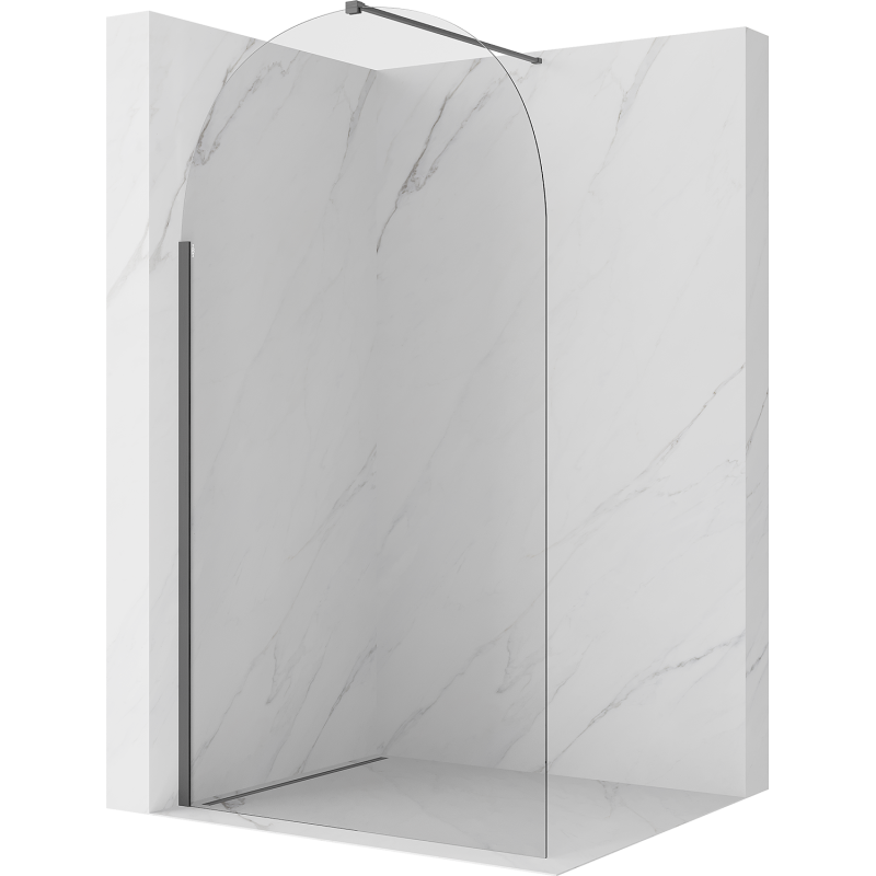 Mexen Kioto-Q sprchová stěna Walk-in 100 x 200 cm, transparentní 8 mm, kartáčovaná šedá zbraň - 800-100-101-66-00-Q