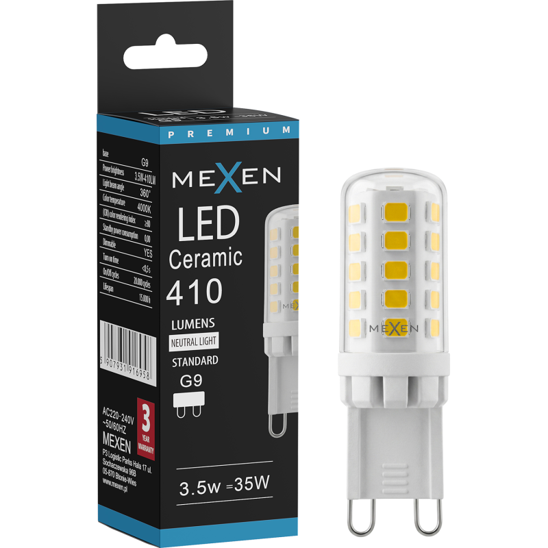 Mexen Aura Stmívatelná LED žárovka G9, 3,5W, Neutrální - 4000K, 410 lm - L122-G9-0340-01