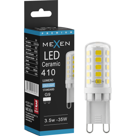 Mexen Aura Stmívatelná LED žárovka G9, 3,5W, Studená - 6500K, 410 lm - L122-G9-0365-01