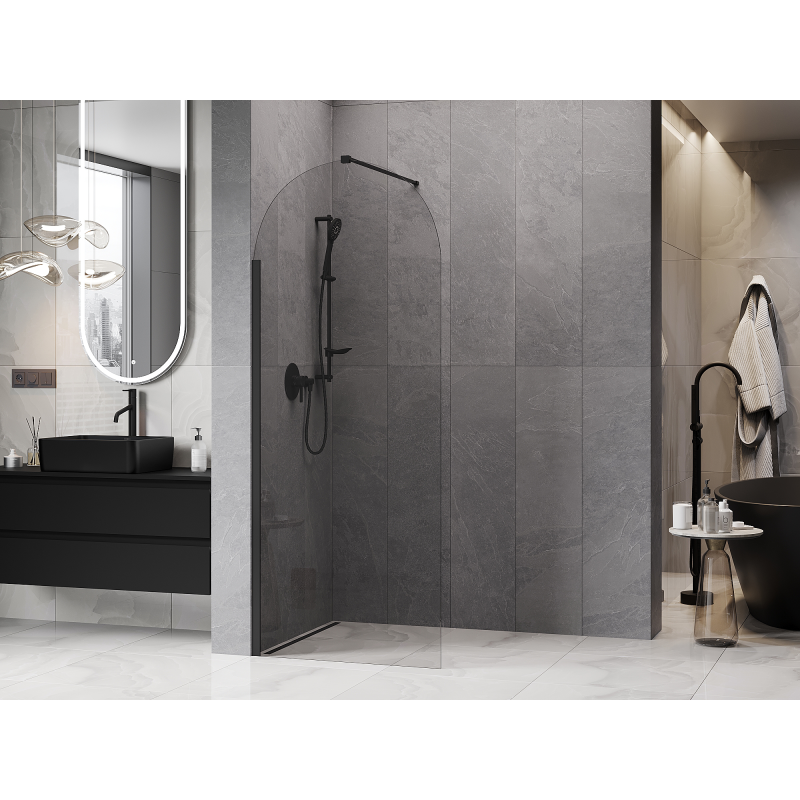 Mexen Kioto-Q sprchová stěna Walk-in 80 x 200 cm, transparentní 8 mm, černá - 800-080-101-70-00-Q