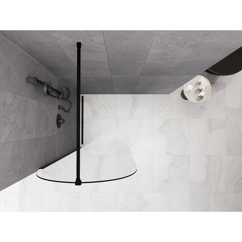 Mexen Kioto-Q sprchová stěna Walk-in 80 x 200 cm, transparentní 8 mm, černá - 800-080-101-70-00-Q