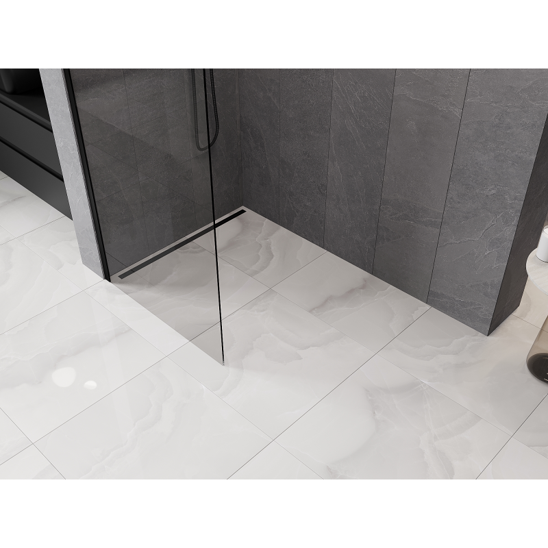 Mexen Kioto-Q sprchová stěna Walk-in 80 x 200 cm, transparentní 8 mm, černá - 800-080-101-70-00-Q