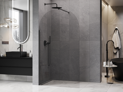 Mexen Kioto-Q sprchová stěna Walk-in 120 x 200 cm, transparentní 8 mm, černá - 800-120-101-70-00-Q