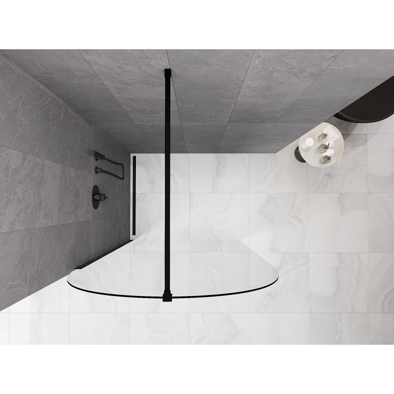 Mexen Kioto-Q sprchová stěna Walk-in 120 x 200 cm, transparentní 8 mm, černá - 800-120-101-70-00-Q