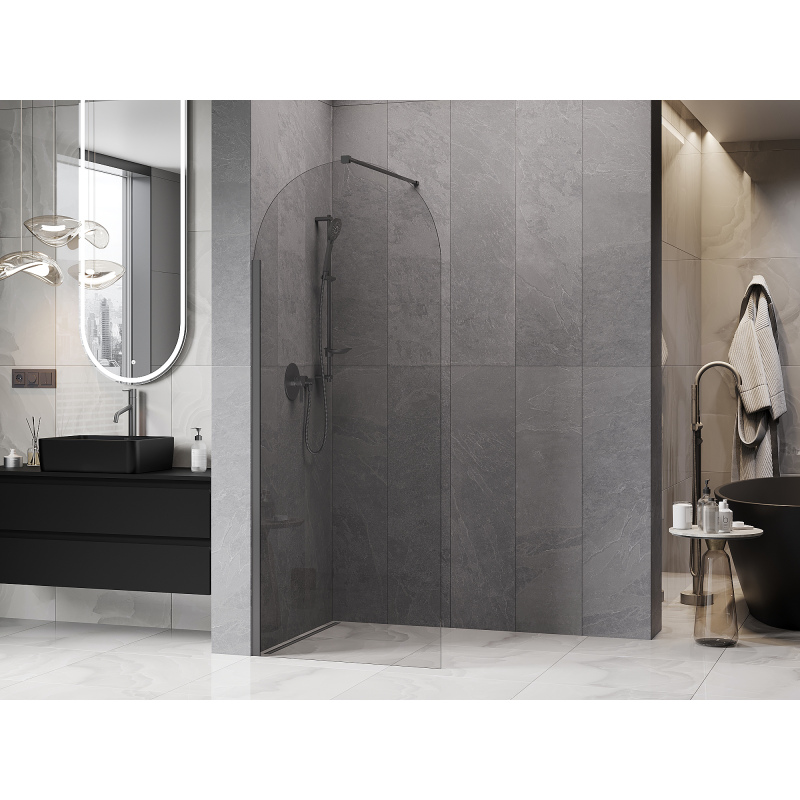 Mexen Kioto-Q sprchová zástěna Walk-in 90 x 200 cm, transparentní 8 mm, gun metal - 800-090-101-95-00-Q