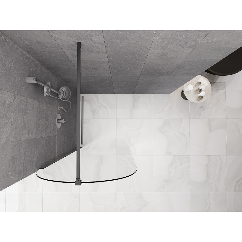 Mexen Kioto-Q sprchová zástěna Walk-in 90 x 200 cm, transparentní 8 mm, gun metal - 800-090-101-95-00-Q