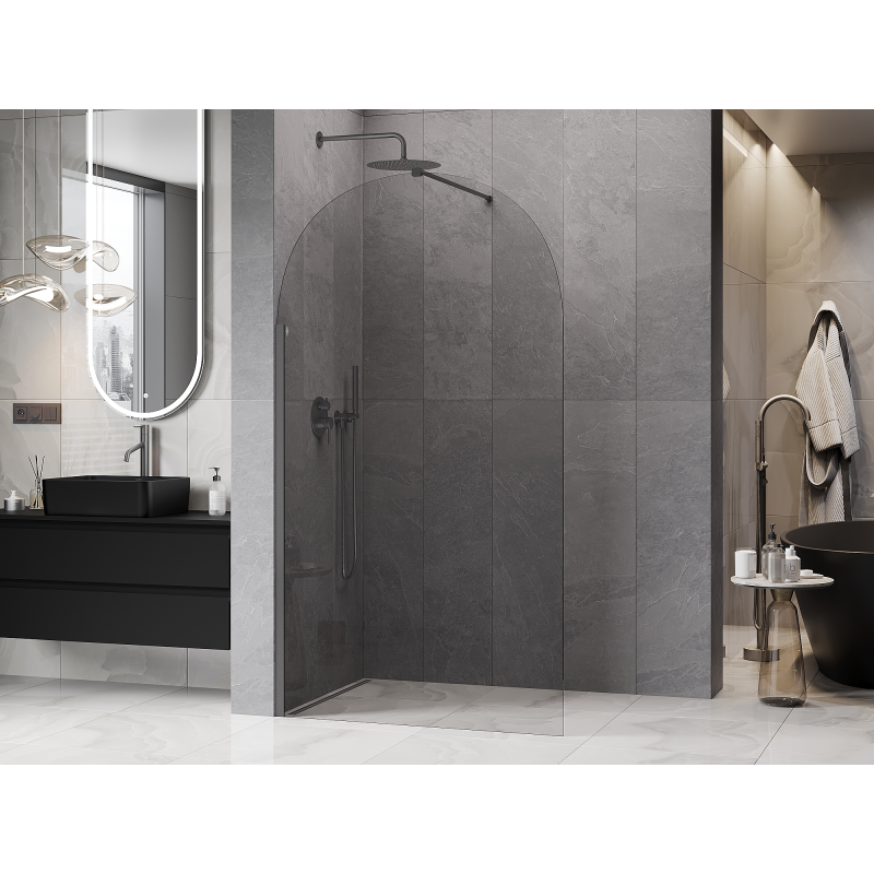 Mexen Kioto-Q sprchová stěna Walk-in 100 x 200 cm, transparentní 8 mm, gun metal - 800-100-101-95-00-Q