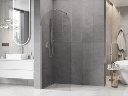 Mexen Kioto-Q sprchová stěna Walk-in 80 x 200 cm, transparentní 8 mm, kartáčovaný nikl - 800-080-101-97-00-Q