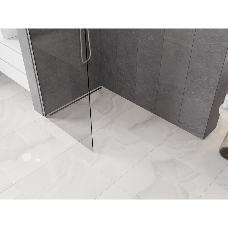 Mexen Kioto-Q sprchová stěna Walk-in 90 x 200 cm, transparentní 8 mm, kartáčovaný nikl - 800-090-101-97-00-Q