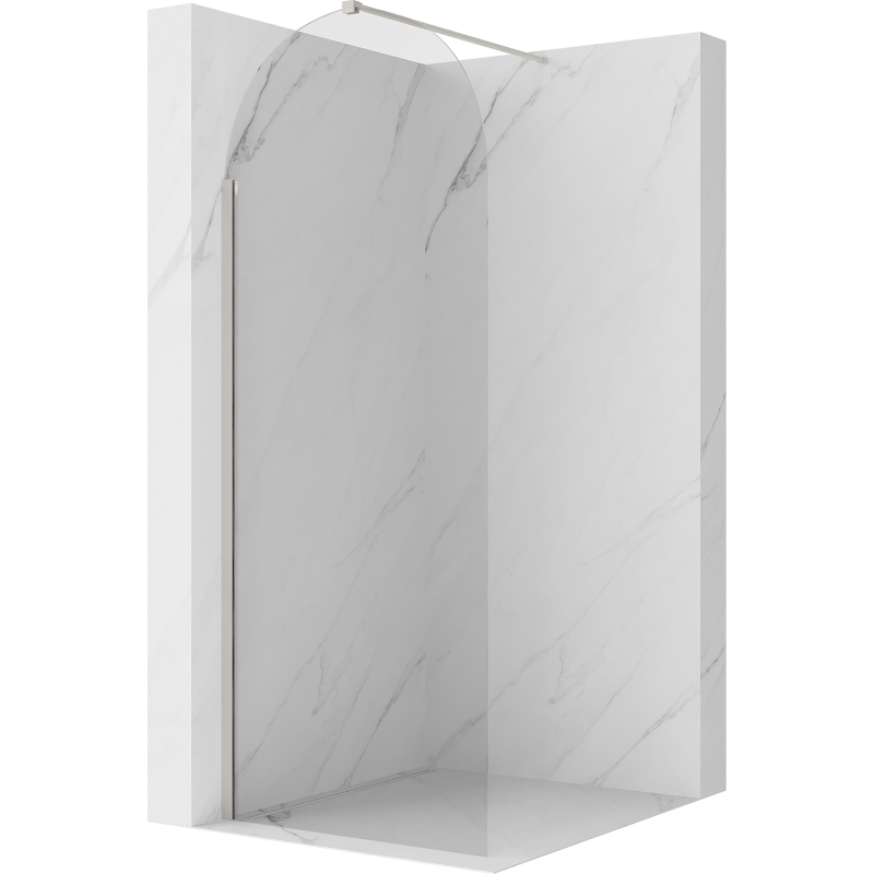 Mexen Kioto-Q sprchová stěna Walk-in 90 x 200 cm, transparentní 8 mm, kartáčovaný nikl - 800-090-101-97-00-Q