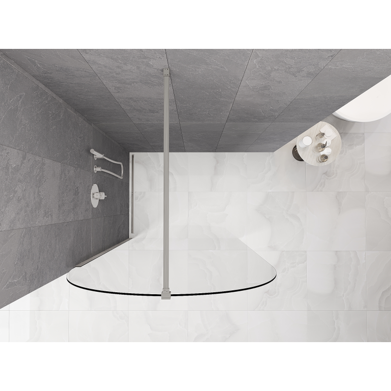 Mexen Kioto-Q sprchová stěna Walk-in 120 x 200 cm, transparentní 8 mm, kartáčovaný nikl - 800-120-101-97-00-Q