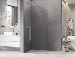 Mexen Kioto-Q sprchová stěna Walk-in 120 x 200 cm, transparentní 8 mm, kartáčovaný nikl - 800-120-101-97-00-Q