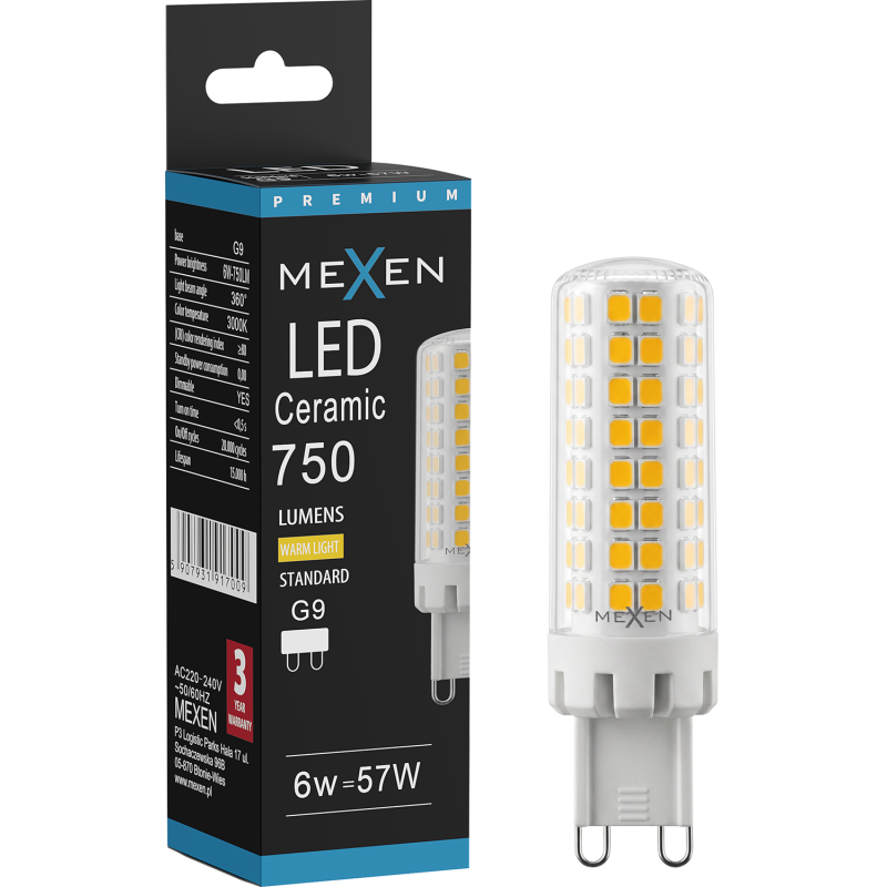 Mexen Aura Žárovka LED stmívatelná G9, 6W, Teplá - 3000K, 750 lm - L122-G9-0630-01
