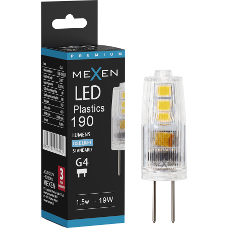 Mexen Oris LED žárovka G4, 1,5 W, Studená - 6500K, 190 lm - L115-G4-0165-01