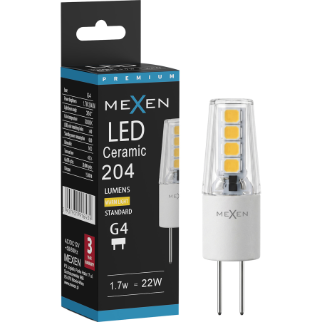 Mexen Oris LED žárovka G4, 1,7W, Teplá - 3000K, 204 lm - L115-G4-0130-02