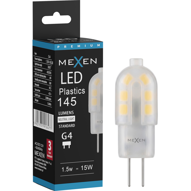 Mexen Oris LED žárovka G4, 1,5W, Neutrální - 4000K, 145 lm - L115-G4-0140-03