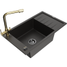 Mexen Elias granitový dřez s 1 komorou s odkapávačem a kuchyňskou baterií Duero, černý/zlatý metalický