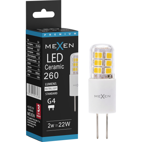 Mexen Oris LED žárovka G4, 2W, Neutrální - 4000K, 260 lm - L115-G4-0240-02