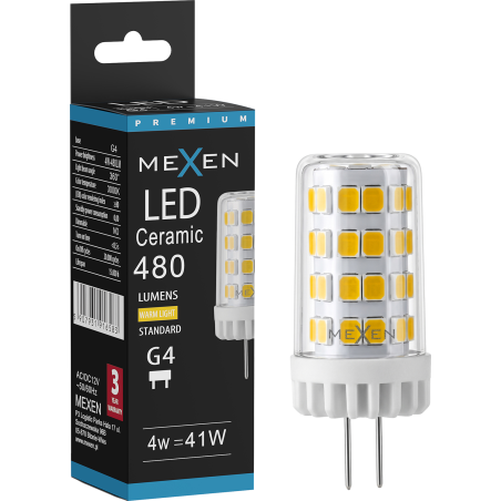 Mexen Oris LED žárovka G4, 4W, Teplá - 3000K, 480 lm - L115-G4-0430-01