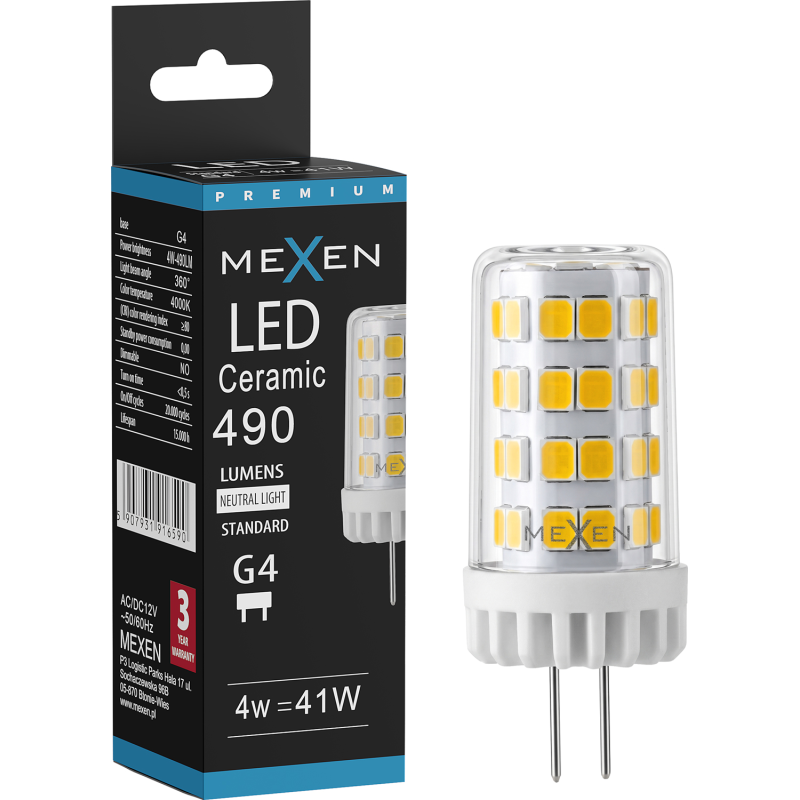 Mexen Oris LED žárovka G4, 4W, Neutrální - 4000K, 490 lm - L115-G4-0440-01