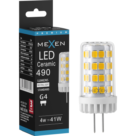 Mexen Oris LED žárovka G4, 4W, Neutrální - 4000K, 490 lm - L115-G4-0440-01