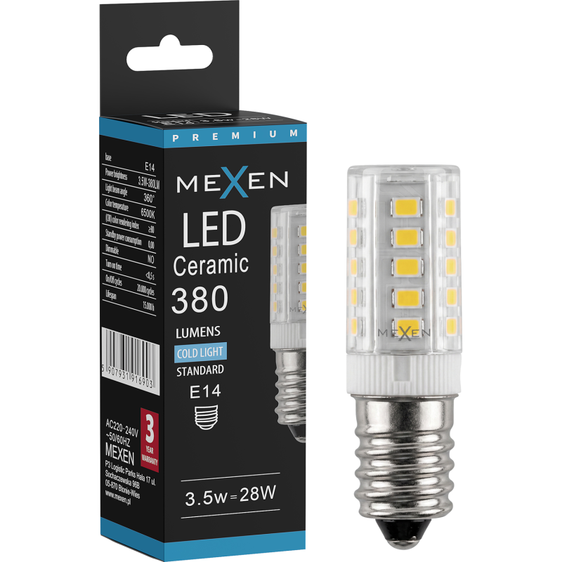Mexen Aura LED žárovka E14, 3,5W, Studená - 6500K, 380 lm - L121-E14-0365-01