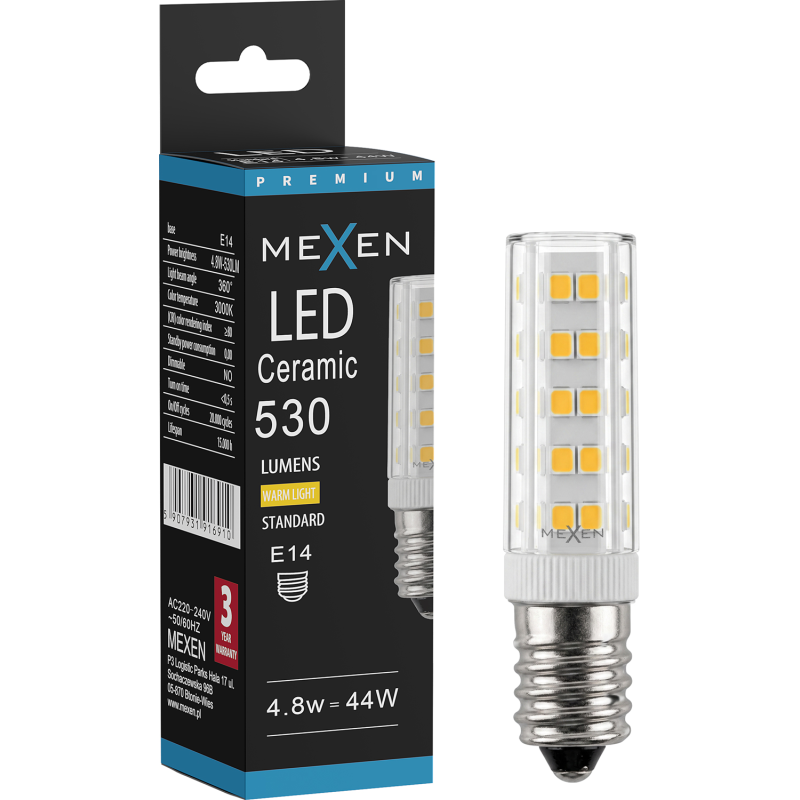 Mexen Aura LED žárovka E14, 4,8W, Teplá - 3000K, 530 lm - L121-E14-0530-01