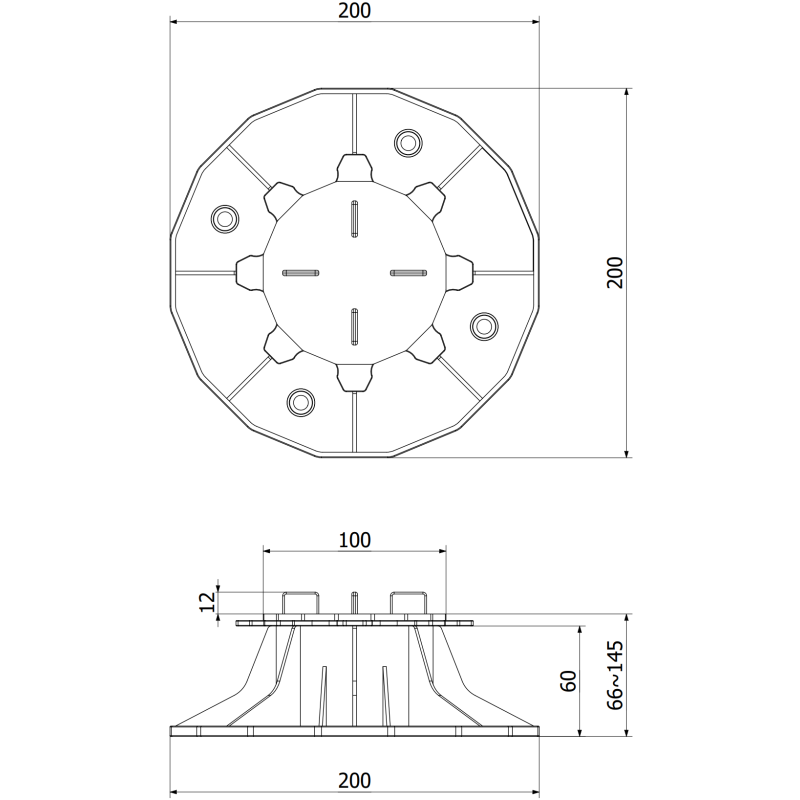 Mexen UniC nastavitelný terasový nosič pod desky 66-145 mm - C9902-066-145
