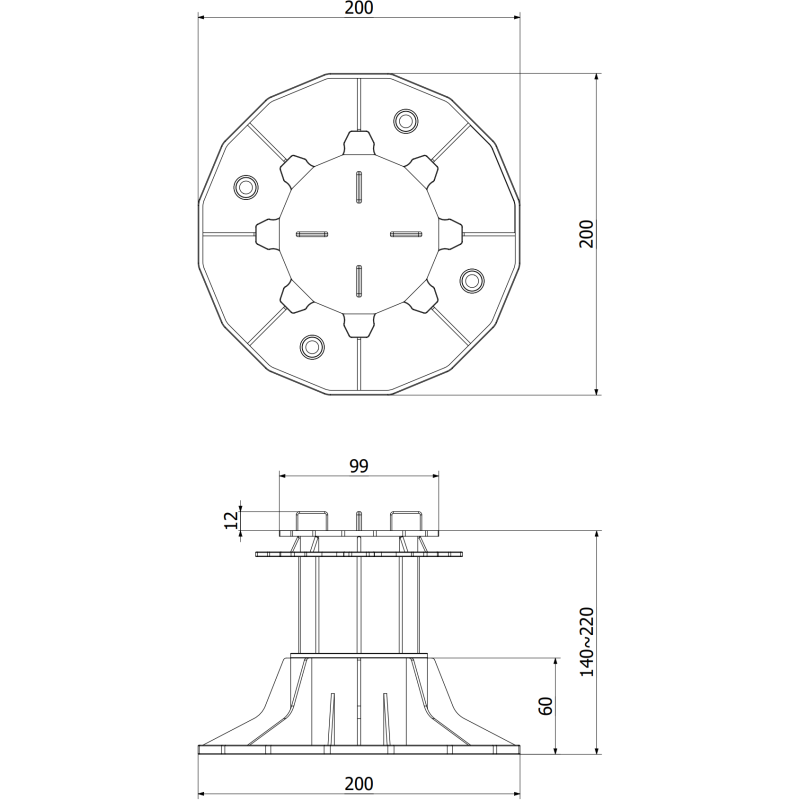 Mexen UniC nastavitelný terasový nosník pod desky 140-220 mm - C9902-140-220