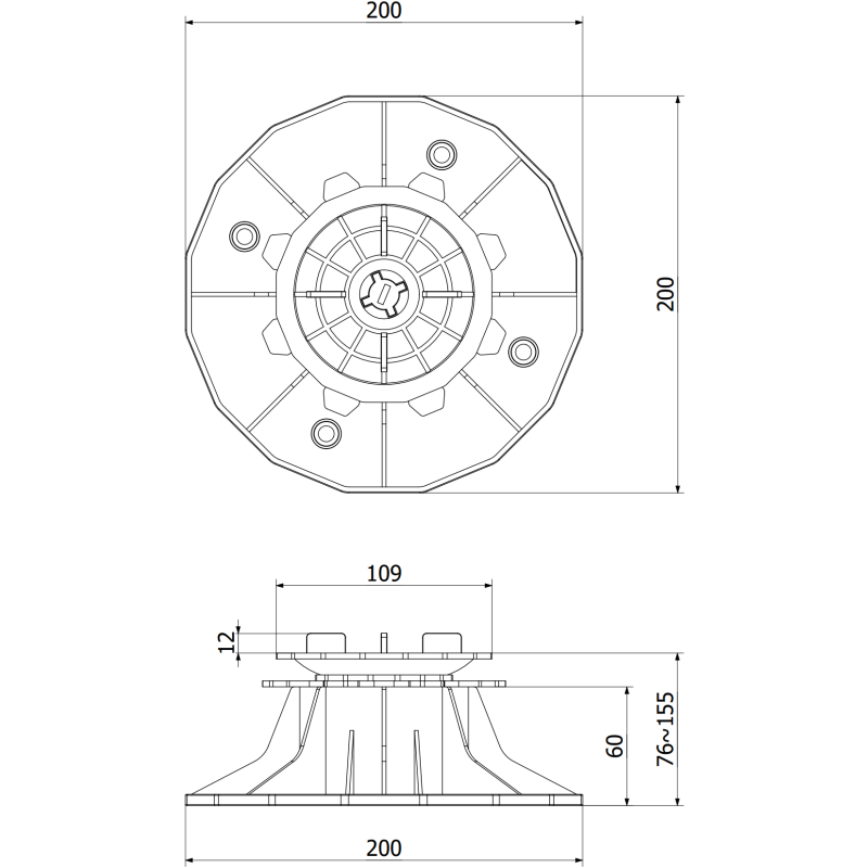 Mexen UniC nastavitelný samonivelační terasový držák pod desky 76-155 mm - C9903-076-155
