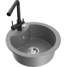 Mexen Diego granitový dřez 1-komorový s kuchyňskou baterií Duero, šedý - 6512-71-671600-70