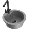 Mexen Diego granitový dřez 1-komorový s kuchyňskou baterií Duero, šedý - 6512-71-671600-70-B