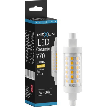 Mexen Vega Stmívatelná LED žárovka R7S, 7 W, Teplá - 3000K, 770 lm - L125-R7S-0730-01