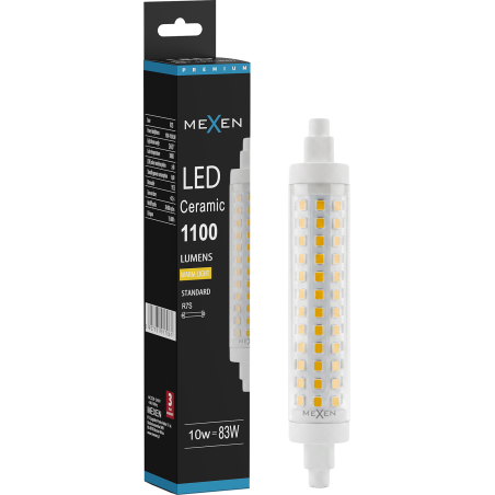 Mexen Vega LED žárovka stmívatelná R7S, 10W, Teplá - 3000K, 1100 lm - L125-R7S-1030-02