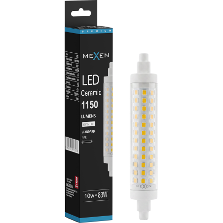 Mexen Vega Stmívatelná LED žárovka R7S, 10W, Neutrální - 4000K, 1150 lm - L125-R7S-1040-02