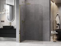 Mexen Kioto-P L sprchová stěna Walk-in 80 x 200 cm, průhledná 8 mm, zlatá - 800-080-103-50-00-P