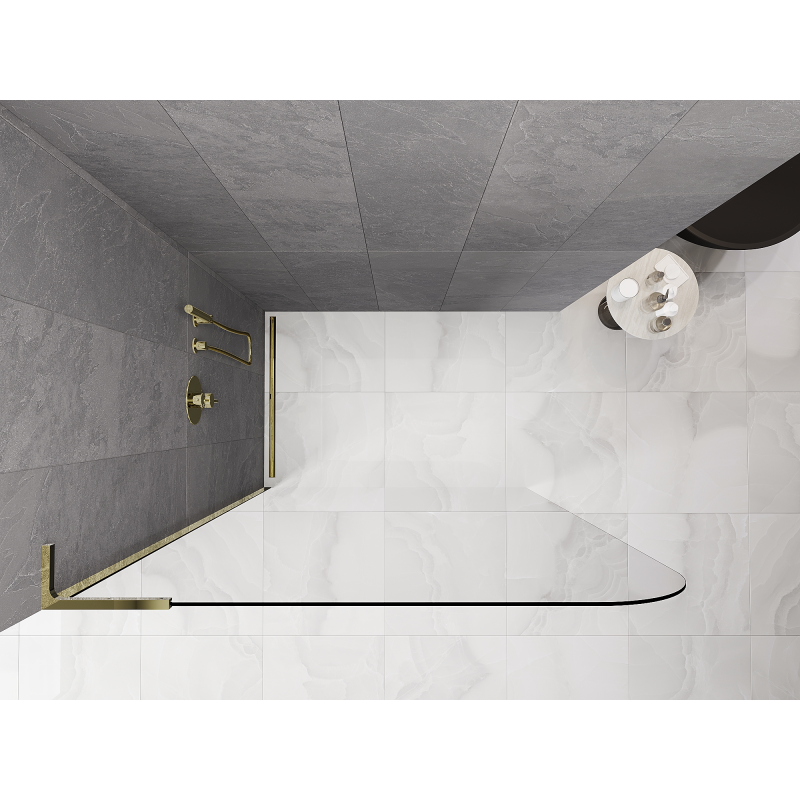 Mexen Kioto-P L sprchová stěna Walk-in 80 x 200 cm, průhledná 8 mm, zlatá - 800-080-103-50-00-P