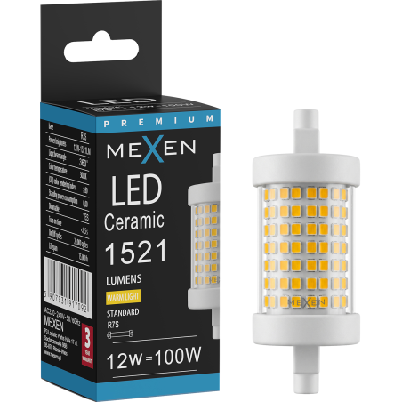 Mexen Vega Stmívatelná LED žárovka R7S, 12W, Teplá - 3000K, 1521 lm - L125-R7S-1230-01