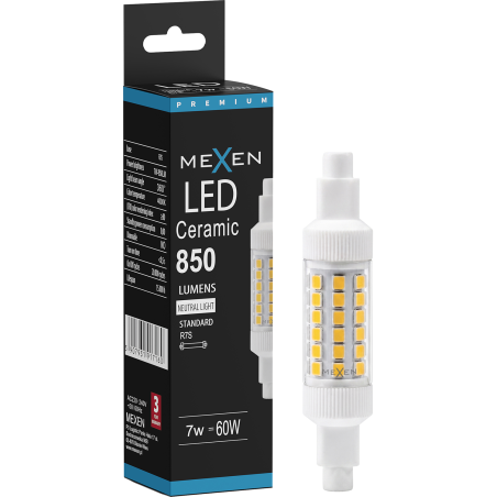 Mexen Vega LED žárovka R7S, 7W, Neutrální - 4000K, 850 lm - L126-R7S-0740-01