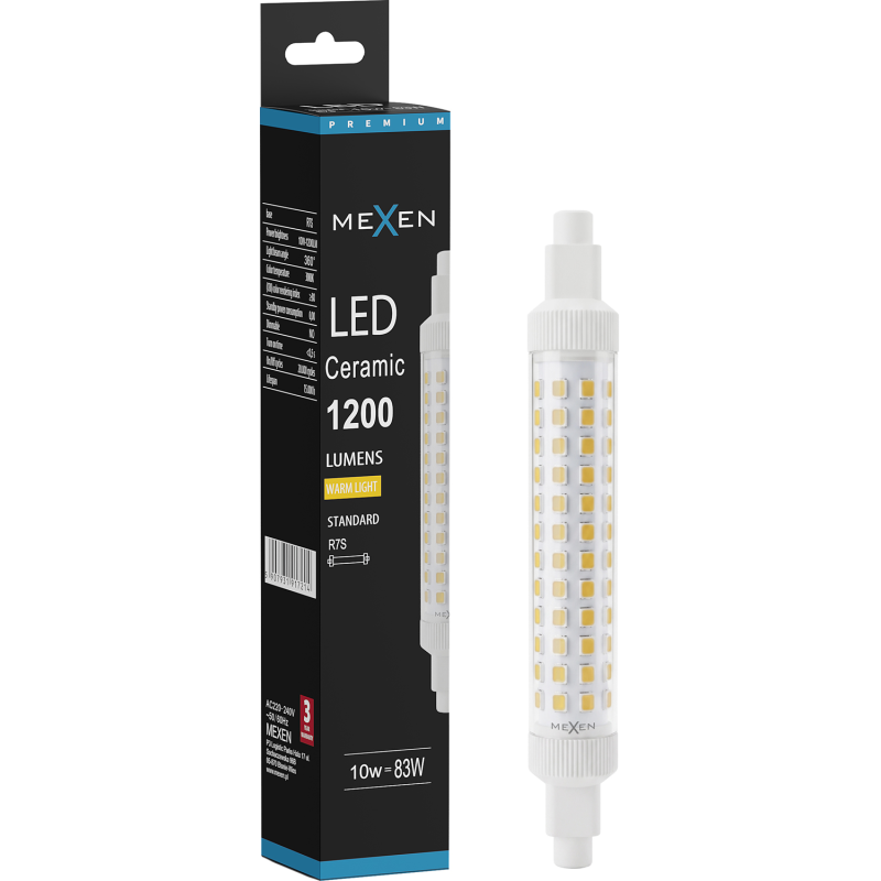 Mexen Vega LED žárovka R7S, 10W, Teplá - 3000K, 1200 lm - L126-R7S-1030-02