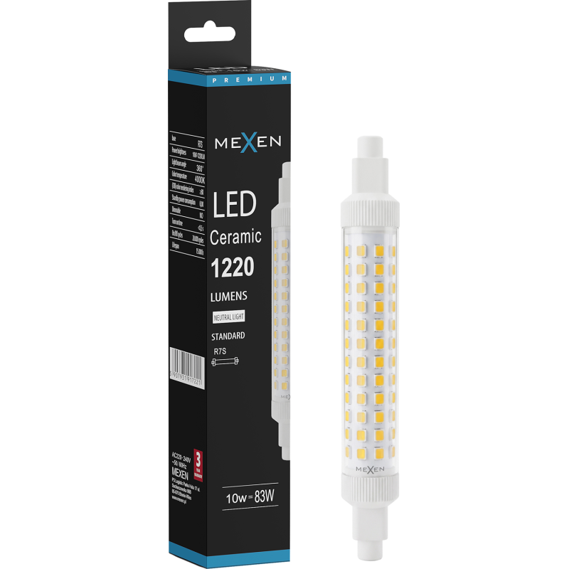 Mexen Vega LED žárovka R7S, 10W, Neutrální - 4000K, 1220 lm - L126-R7S-1040-02