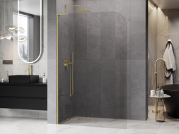 Mexen Kioto-P L sprchová stěna Walk-in 70 x 200 cm, transparentní 8 mm, zlatá kartáčovaná - 800-070-103-55-00-P