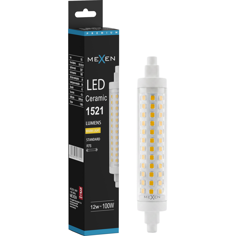 Mexen Vega LED žárovka R7S, 12W, Teplá - 3000K, 1521 lm - L126-R7S-1230-02