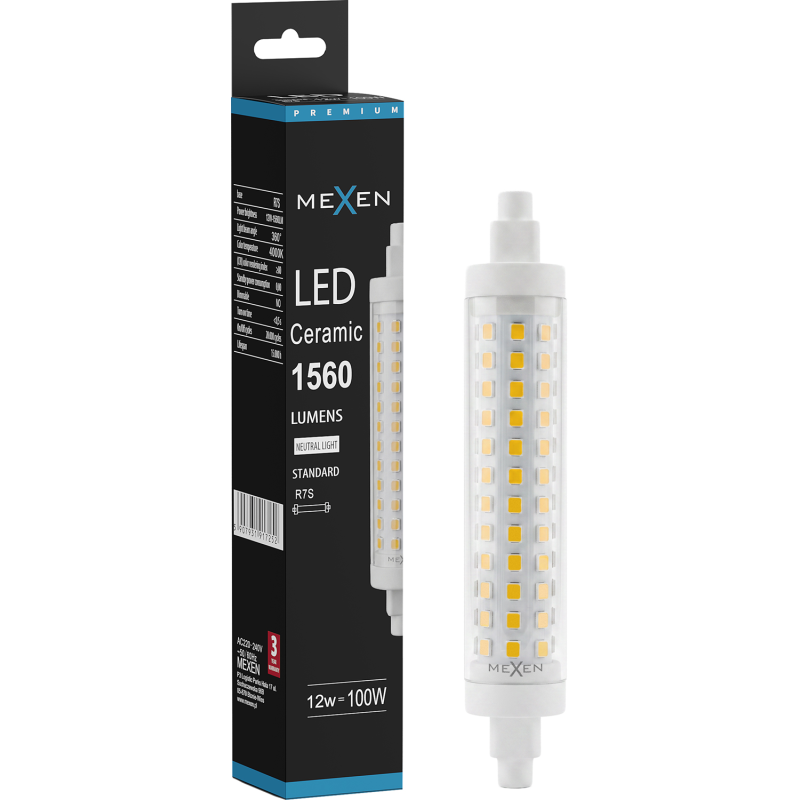 Mexen Vega LED žárovka R7S, 12W, Neutrální - 4000K, 1560 lm - L126-R7S-1240-02