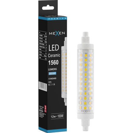 Mexen Vega LED žárovka R7S, 12W, Studená - 6500K, 1560 lm - L126-R7S-1265-02