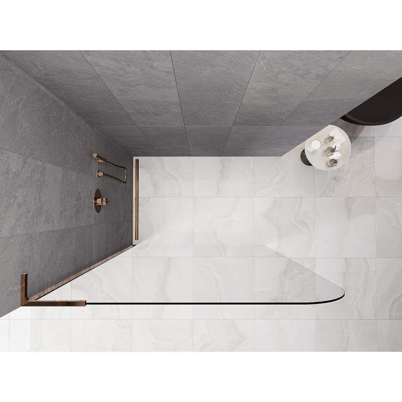 Mexen Kioto-P L sprchová stěna Walk-in 90 x 200 cm, transparentní 8 mm, růžové zlato - 800-090-103-60-00-P