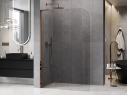Mexen Kioto-P L sprchová stěna Walk-in 100 x 200 cm, průhledná 8 mm, růžové zlato - 800-100-103-60-00-P