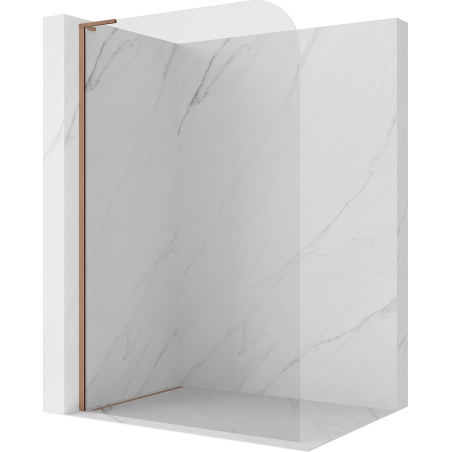 Mexen Kioto-P L sprchová příčka Walk-in 70 x 200 cm, transparentní 8 mm, leštěná měď - 800-070-103-65-00-P